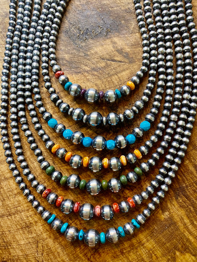 Eclipse Varied Navajo Pearl & Gemstone Necklace & Earring Set -16"