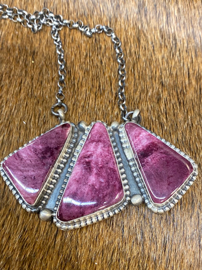 Daphne Sterling Purple Spiny Triple Triangle Necklace - 16"