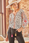 Aztec Multi Print Embroidered Blouse