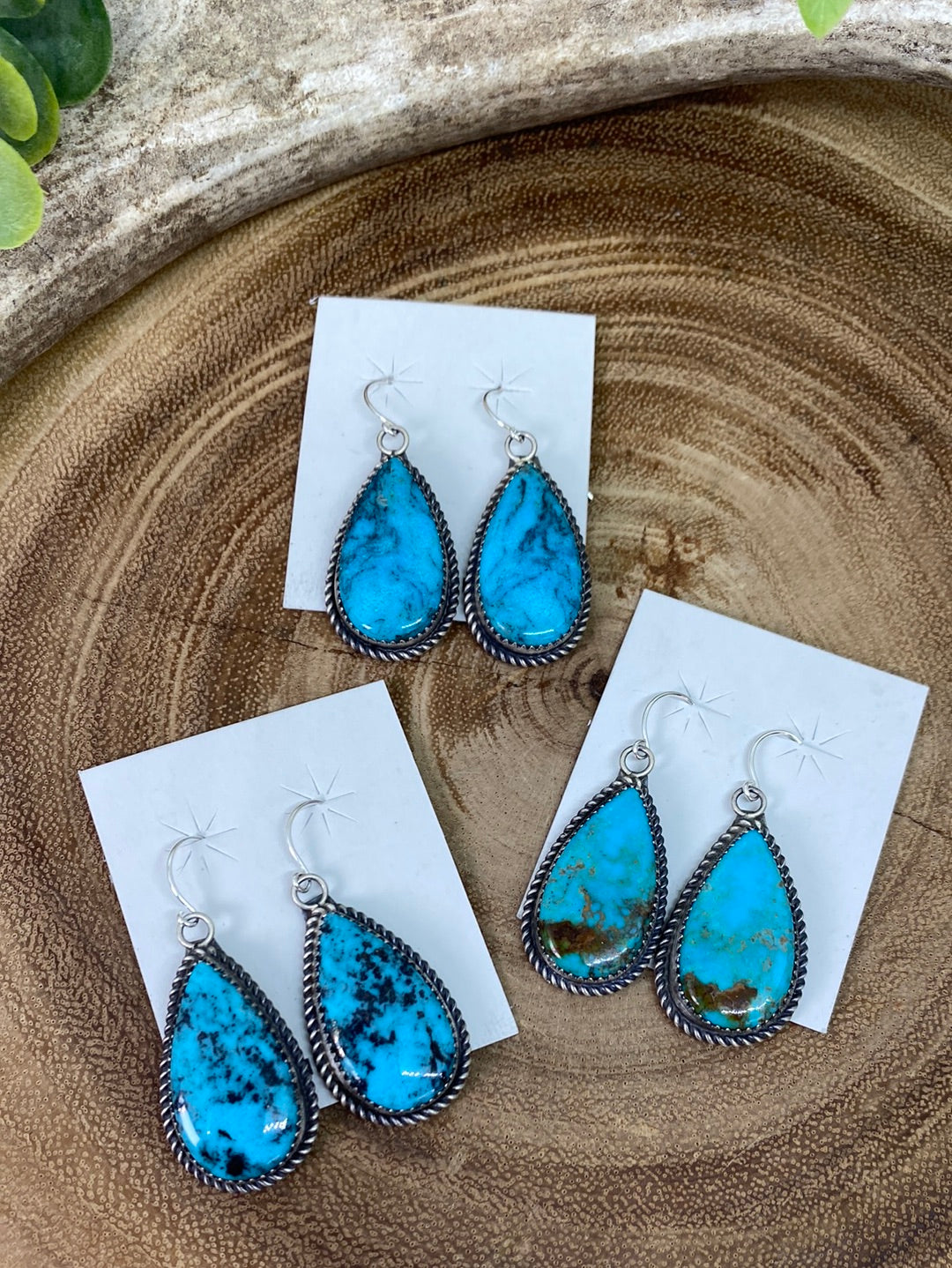 Logan Roped Sterling Turquoise Teardrop Earrings