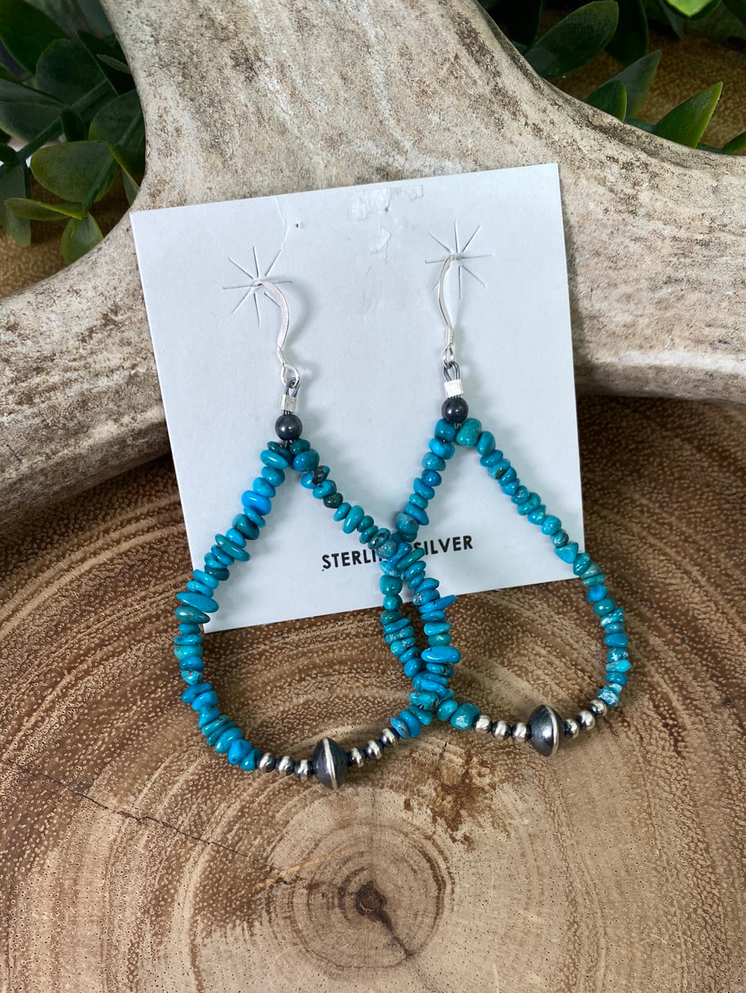 Kenzlee Tumbled Turquoise Multi-stone Navajo Teardrop Earrings - 3"