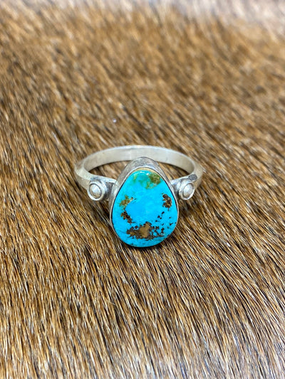 Sterling Oval Scott Skeets Turquoise Ring