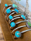 Haverty Slim Stamped Off Center Turquoise Cuff