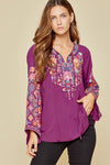Kennedy Embroidered Blouse - Magenta