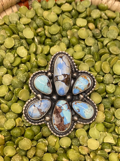 Flippen 6 Stone Turquoise Ring - size 8