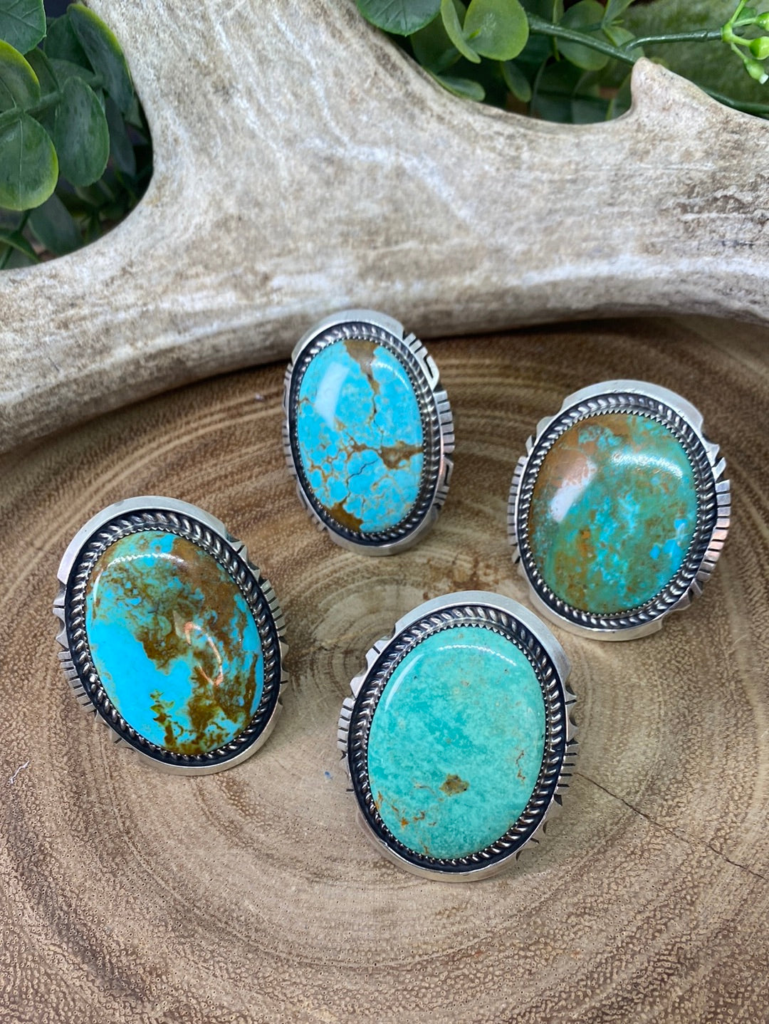 Amelia Sterling Framed Turquoise Ring - Adjustable