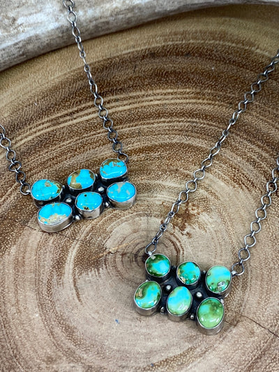 Zoe 6 Stone Turquoise Link Necklace