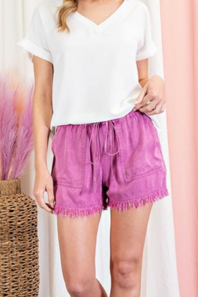 Drawstring Frayed Shorts - 2 Colors