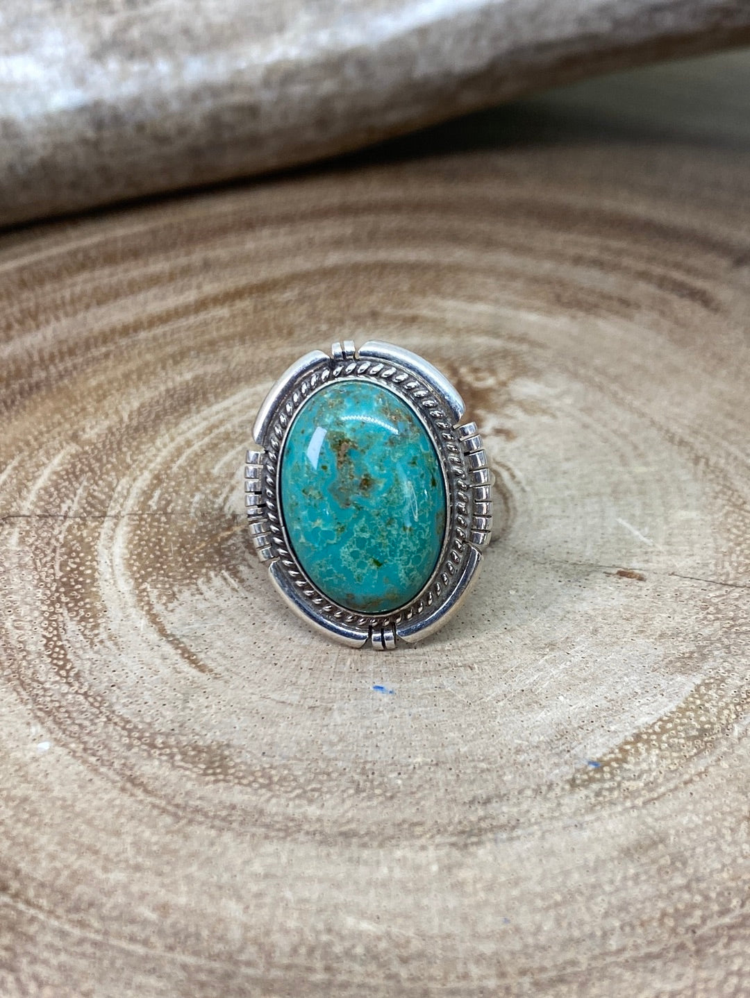 Anson Sterling Framed Turquoise Ring - size 6.5