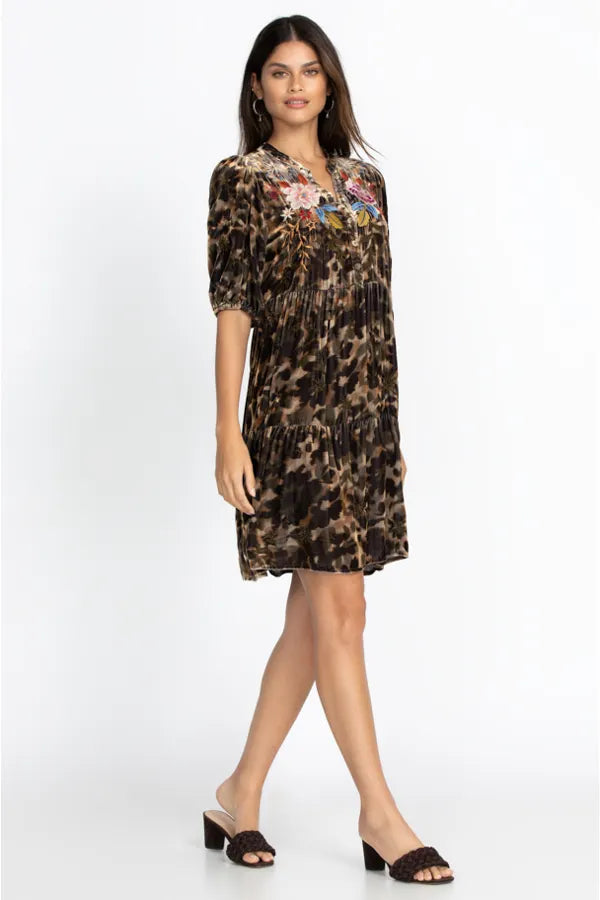 Celestin Velvet Puff Sleeve Dress