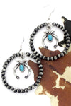 Quincy Silver Navajo Hoop Earrings With Naja - Turquoise
