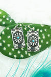 Lorraine Stamped Rectangle With Center Turquoise Fashion Earrings & Ring