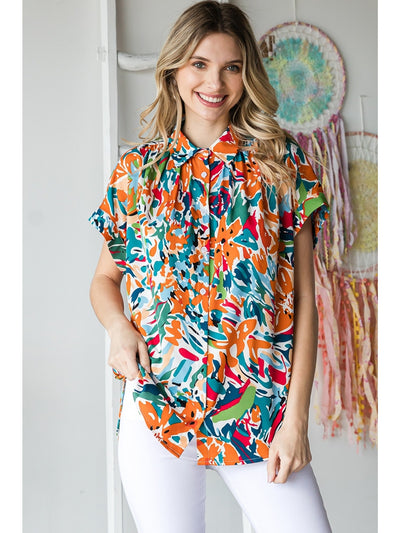 Gia Printed Collared Blouse