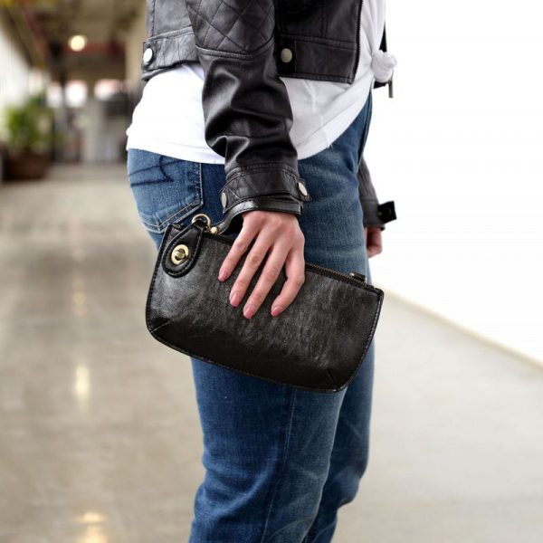 Lustre Lux Crossbody Wristlet Clutch - Black