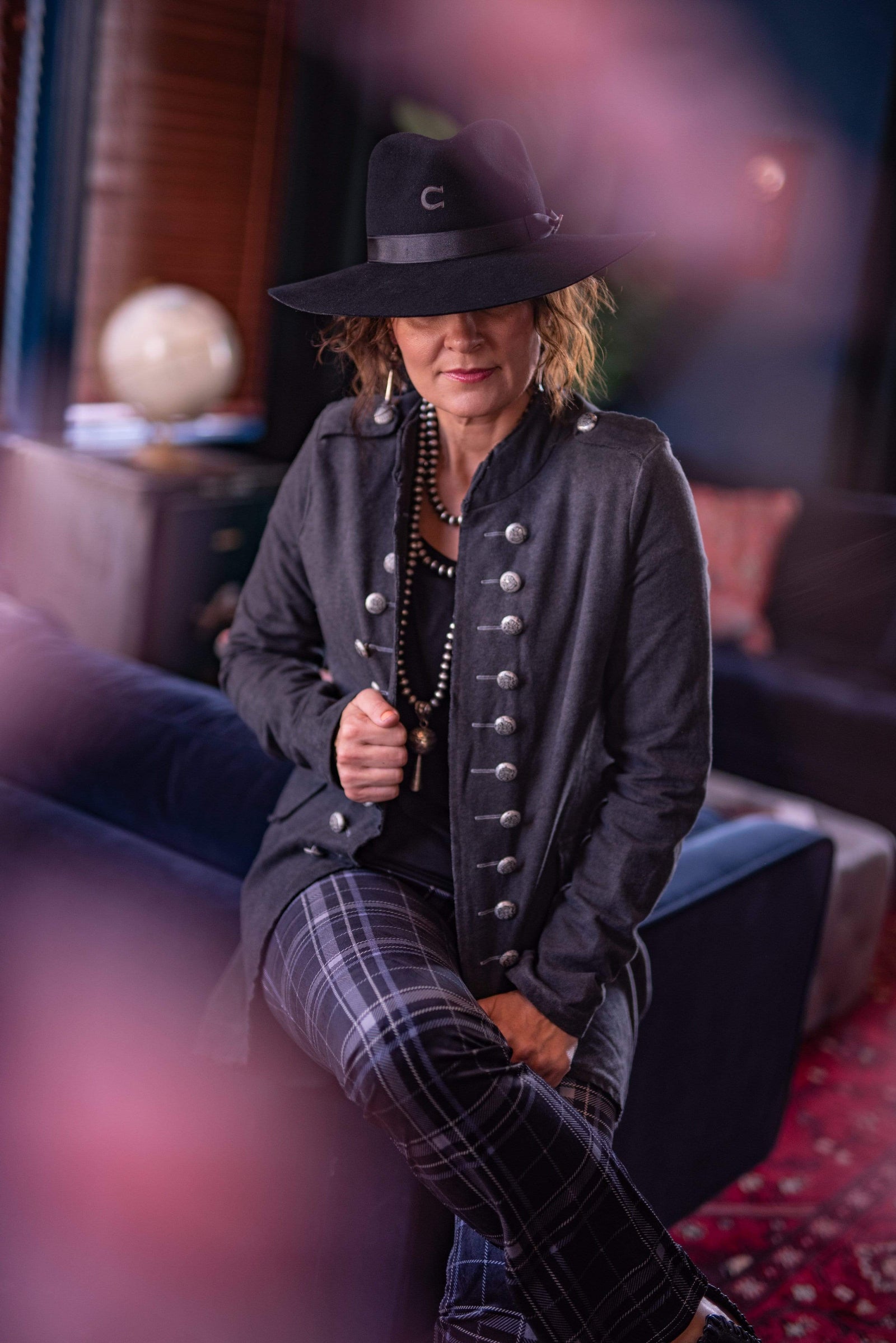 Loveriche Leggings Black Plaid Stretch Pants