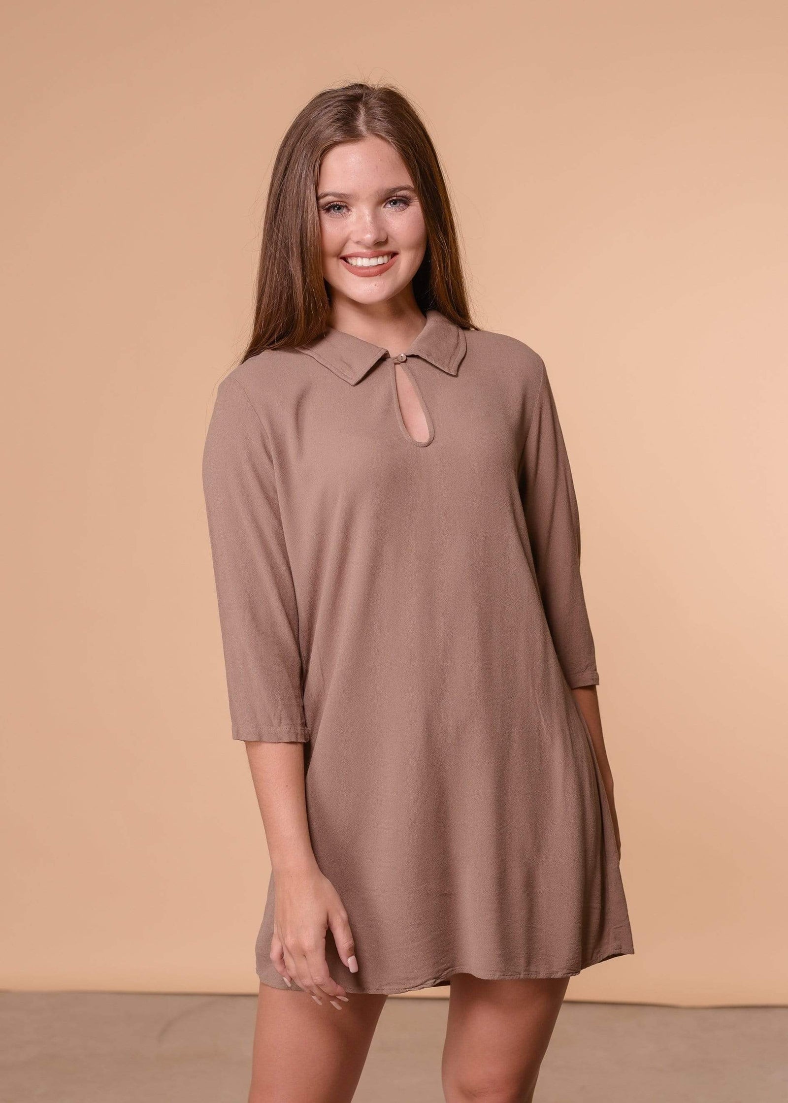 Mocha 3 / 4 Sleeve Shift dress