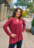 Sew In Love Casual Long Sleeve V Neck Blouse -Burgundy