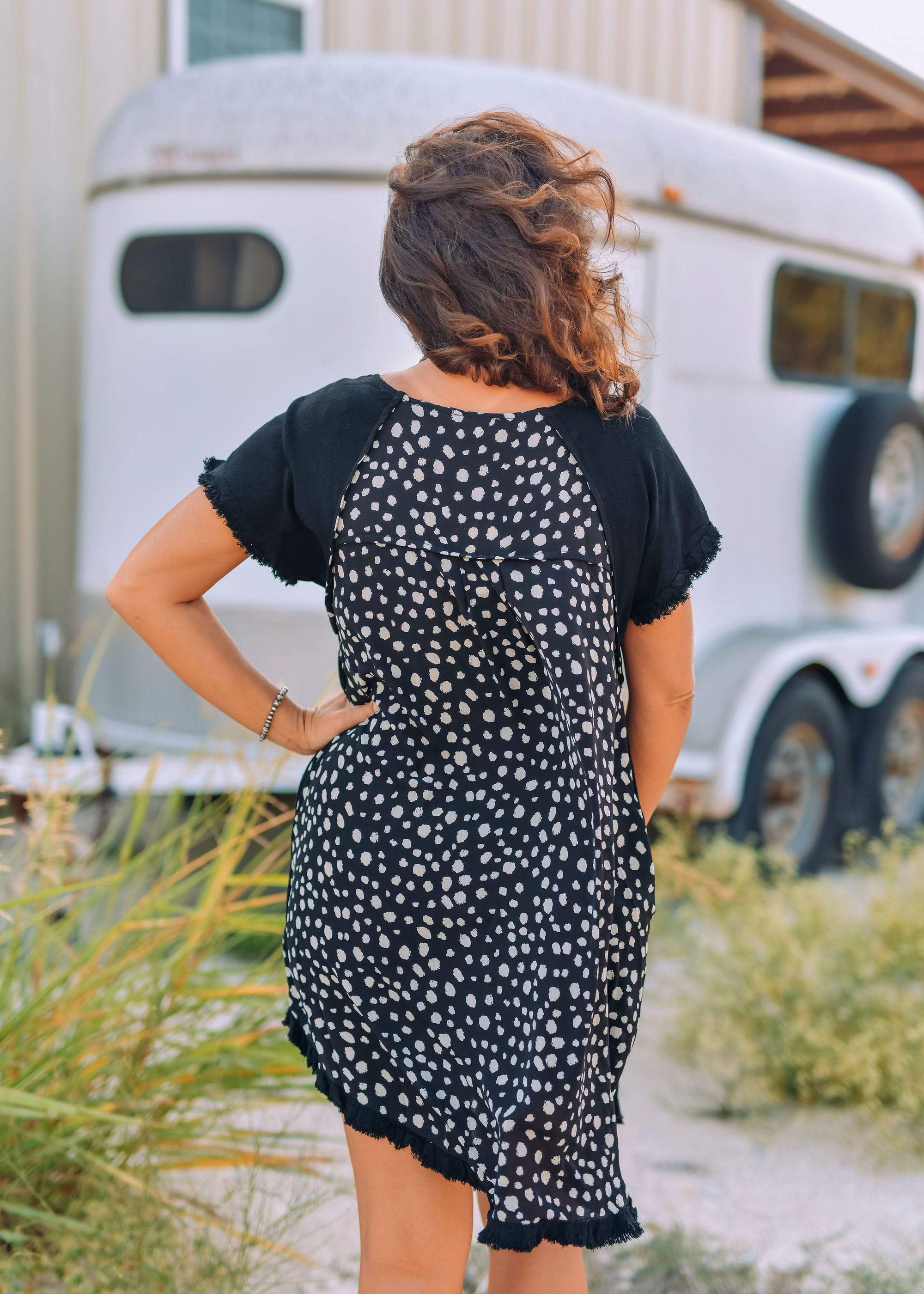 Black Dress with Print Back Black Dress with Print Back
