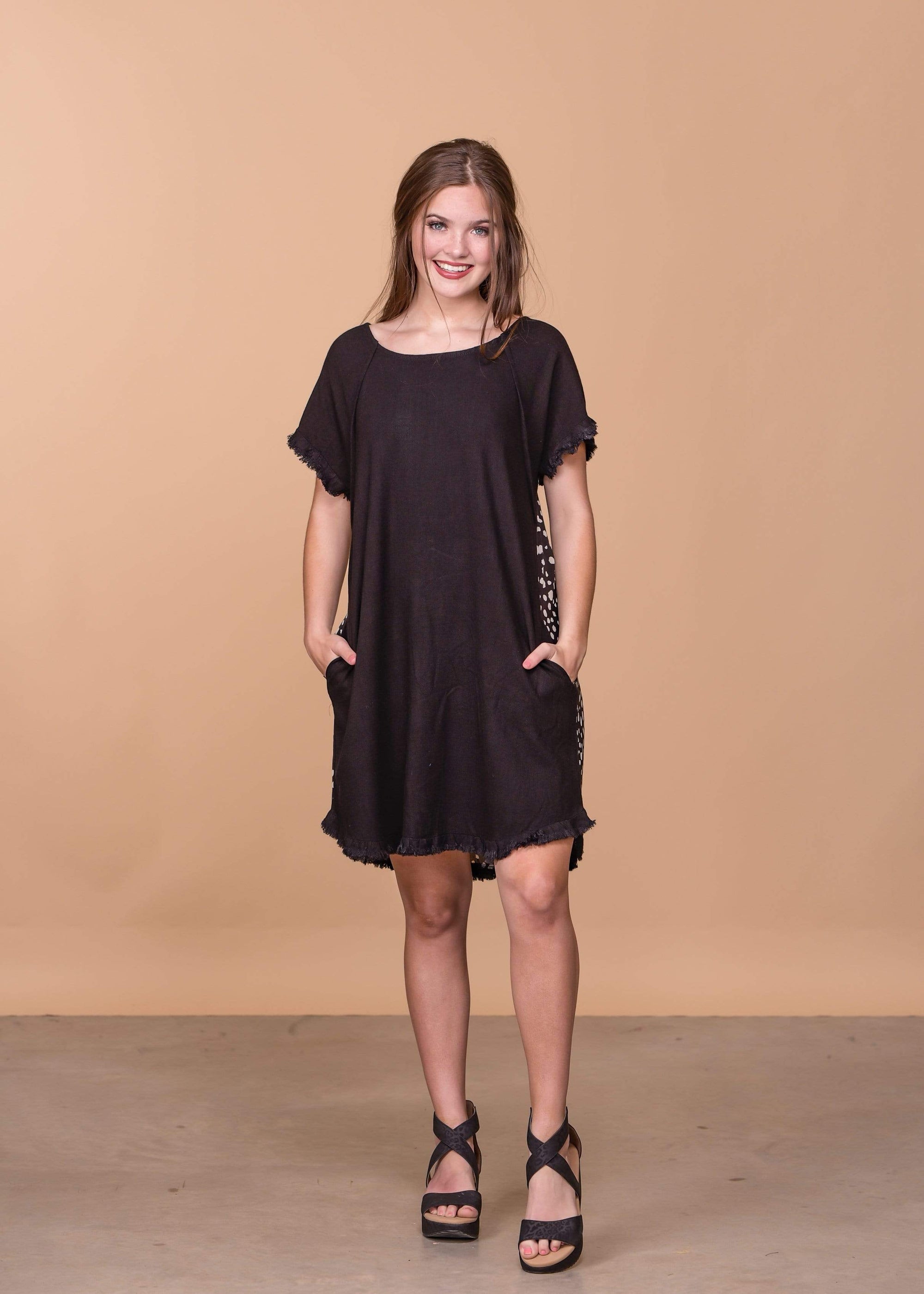 Black Dress with Print Back Black Dress with Print Back