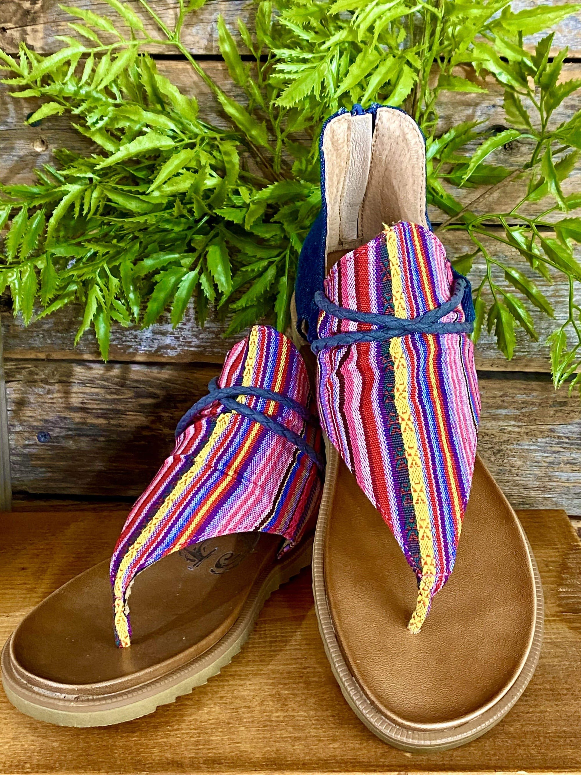 Very G Sandals Dakota Pink & Blue Striped Sandals