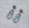concho post silver teardrop earring turquoise