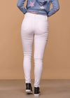 White Skinny Jeans With Split At Hem
